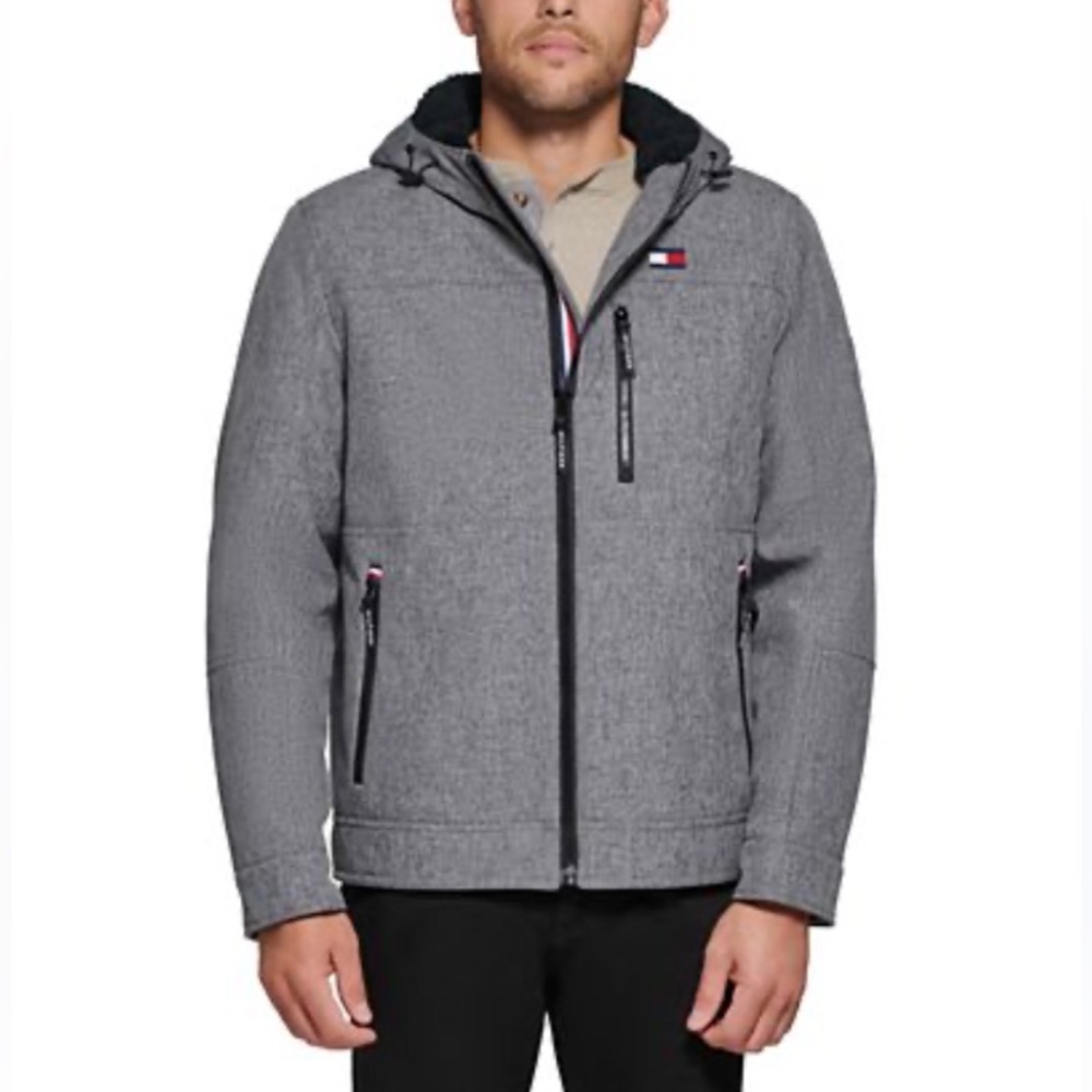 NWOT Tommy Hilfiger Men's Sherpa Lined Soft Shell Hooded Jacket Medium M